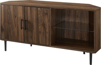 Contemporary Corner TV Stand for TVs up to 55 Dark Walnut - Saracina Home