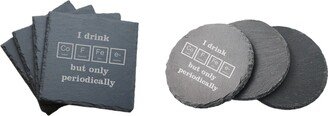 Nerdy Coaster Set Engraved - I Drink Coffee Periodically Elements Slate Funny Gifts, Christmas