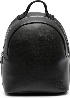 Embossed-Logo Faux-Leather Backpack