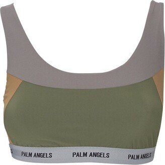 Logo Taped Panelled Sports Bra