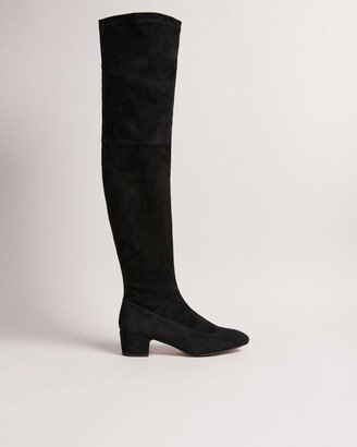 Over The Knee Suede Boots in Black