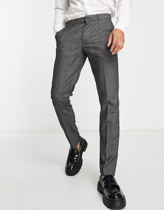 skinny smart pants in gray plaid-AA