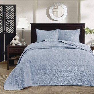 Gracie Mills Quebec 3 Piece Bedspread Set, Blue - Queen