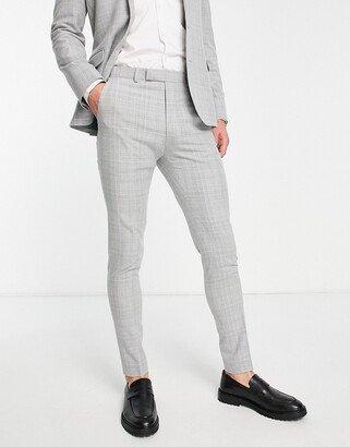 super skinny suit pants in gray crosshatch