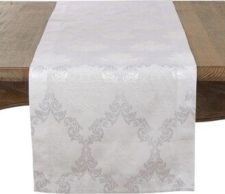 Saro Lifestyle Damask Sheen Table Runner, White,