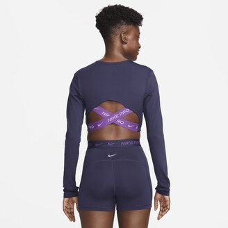 Women's Pro Dri-FIT Cropped Long-Sleeve Top in Purple