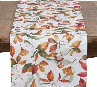 Saro Lifestyle Fall Leaf Patterned Poly Table Runner, Multi,