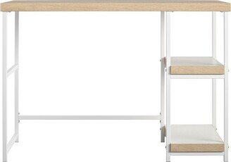 RealRooms Kimberly Desk with Reversible Shelves, Blonde Oak