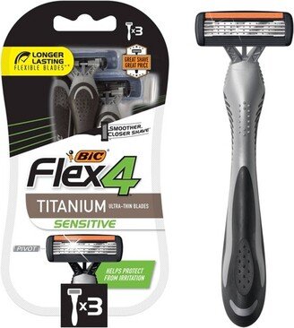 BiC Flex4 Titanium Sensitive Men's Disposable Razors - 3ct