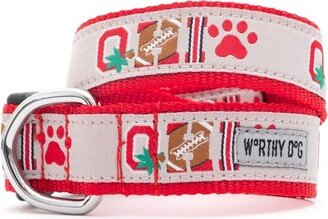 The Worthy Dog The License House Ohio State Buckeyes Paw Print OH-IO Dog Collar - Red - S