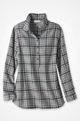 Women's Alpine Celebration Plaid Tunic Top - Grey/Ivory - PS - Petite Size