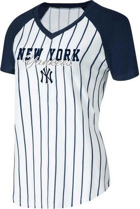 Women's Concepts Sport White New York Yankees Reel Pinstripe Nightshirt