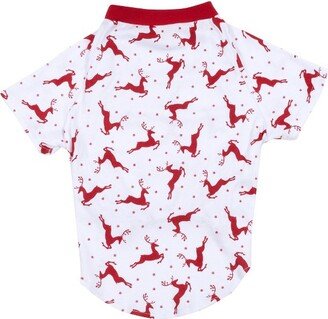 Leveret Big Dog Cotton Pajamas Reindeer Red and White XL