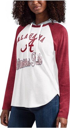 Women's G-iii 4Her by Carl Banks White, Crimson Alabama Crimson Tide From the Sideline Raglan Long Sleeve Hoodie T-shirt - White, Crimson