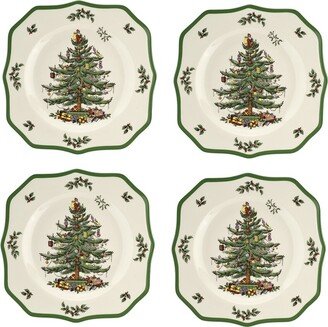 Christmas Tree Set Of 4 Scalloped Dinner Plates