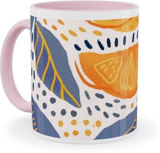Mugs: Give Me Those Lemons - Blue And Yellow Ceramic Mug, Pink, 11Oz, Yellow