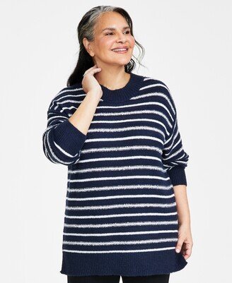 Style & Co Plus Size Striped Tunic Sweater, Created for Macy's