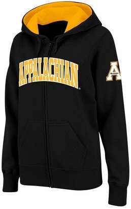 Women's Stadium Athletic Black Appalachian State Mountaineers Arched Name Full-Zip Hoodie