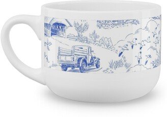 Mugs: Country Living Toile - Blue Latte Mug, White, 25Oz, Blue