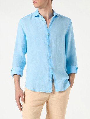 Man Water Color Light Blue Linen Pamplona Shirt