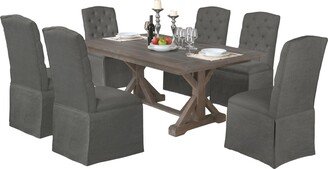 Rustic Grey Skirted Chair Dining Set