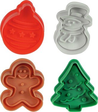 4 Piece Christmas Cookie Stamper Set, 2-Inch-AA