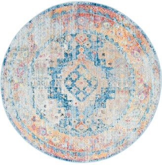 Bayshore Home Nira Nir5 Blue 5' x 5' Round Area Rug