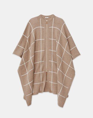 Tile Grid Cashmere Intarsia Poncho