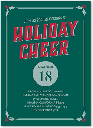 Holiday Invitations: Modern Evergreen Holiday Invitation, Green, 5X7, Holiday, Standard Smooth Cardstock, Square