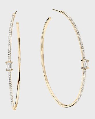 Yellow Gold Skinny Flawless Diamond Hoop Earrings