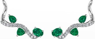 Mirage White Gold Earrings with Diamonds and Emeralds