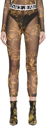 Black Printed Footless Tights