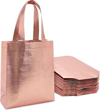 Sparkle and Bash 20 Pack Medium Reusable Tote Bags with Handles, Rose Gold Grocery Shopping Bags, 10 x 8 In