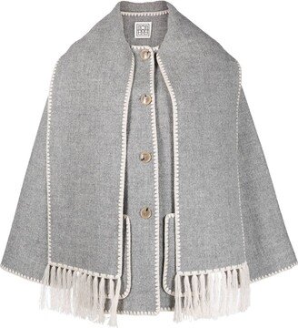 Scarf-Collar Wool-Blend Jacket