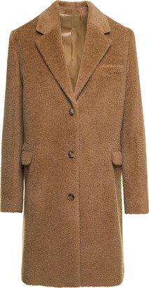 Beige Monochrome 'teddy' Coat With Pockets In Wool Blend Woman