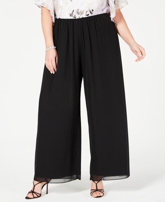 Plus Size Wide-Leg Chiffon Pants