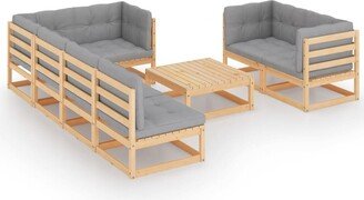 8 Piece Patio Lounge Set with Cushions Solid Pinewood-AF