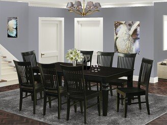 Wood Dinette Set- A Kitchen Table and Wooden Seat Dining Room Chairs- Black Finish