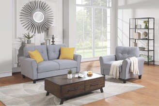IGEMAN 1+2 Seat Linen Sofa Sets with Tufted Back, Soft Cushion and Wood Legs
