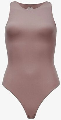 Womens Umber Fits Everybody High-neck Stretch-jersey Body