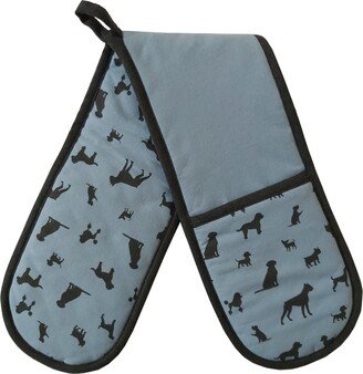 Dunelm Dogs Double Oven Gloves Blue/Black