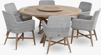 4 Seasons Outdoor Louvre 6-Seater Round Garden Dining Table with Lazy Susan & Lisboa Chairs Set