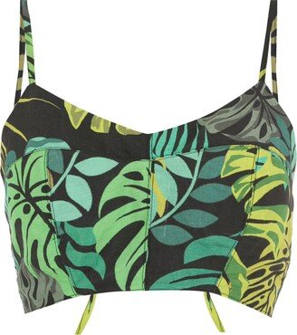 Tropical Print Cropped Top