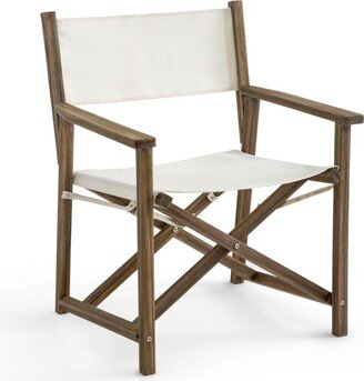 Alfred Teak Stained Oiled Acacia & Canvas Table Armchair