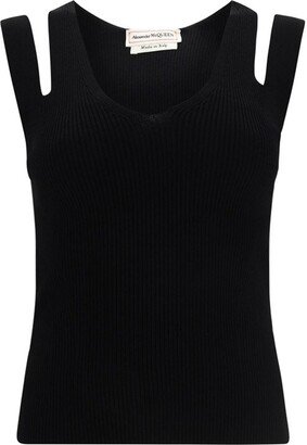 V-Neck Cut Out Knitted Top-AB