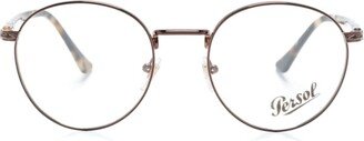 Tortoiseshell-Effect Round-Frame Glasses-AJ