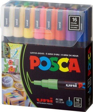 Posca 16-Color Paint Marker Set, Pc-3M Fine