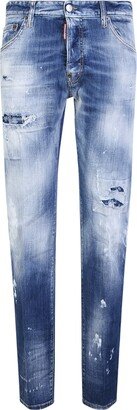 Bleached-wash Blue Jeans