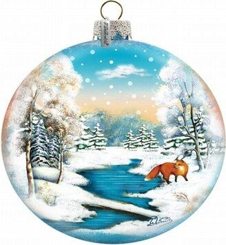 Winter Fox Ball Glass Ornament Wildlife - 73415 by G.DeBrekht