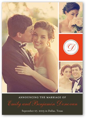 Wedding Announcements: Initially Dotted Wedding Announcement, Red, Standard Smooth Cardstock, Square